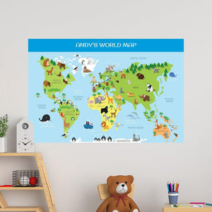 World Map Educational Wall Decal - 50x75cm