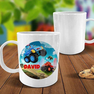 Monster Truck White Plastic Mug