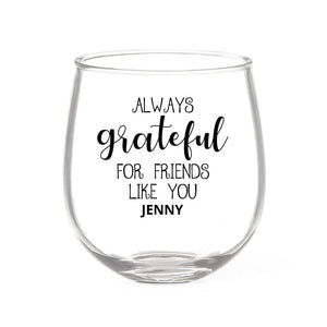 Grateful Stemless Wine Glass