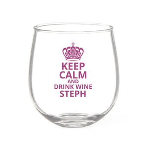 Keep Calm Stemless Wine Glass