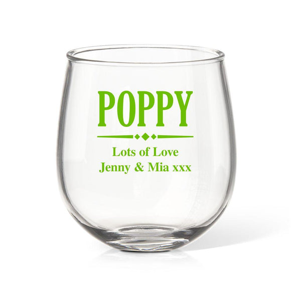 Poppy Stemless Wine Glass