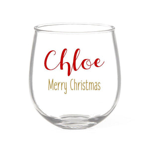 Festive Christmas Stemless Wine Glass