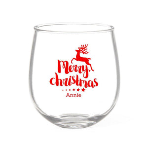 Reindeer Christmas Stemless Wine Glass (Temporarily Out of Stock)