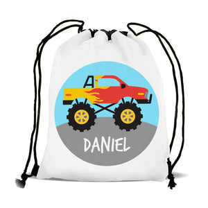 Flaming Truck Drawstring Sports Bag