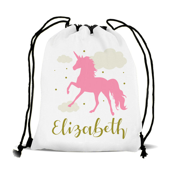 Pink Unicorn Drawstring Sports Bag