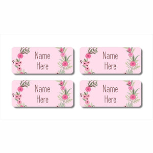 Flower Wreath Rectangle Name Labels 32pk