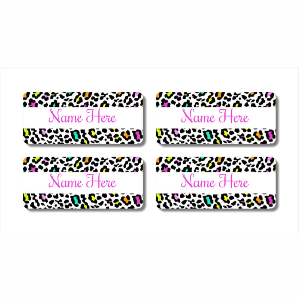 Leopard Print Rectangle Name Labels 32pk Officeworks Photos
