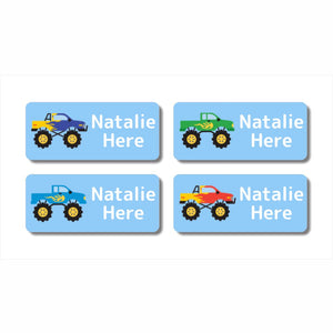 Monster Truck Rectangle Name Labels 32pk