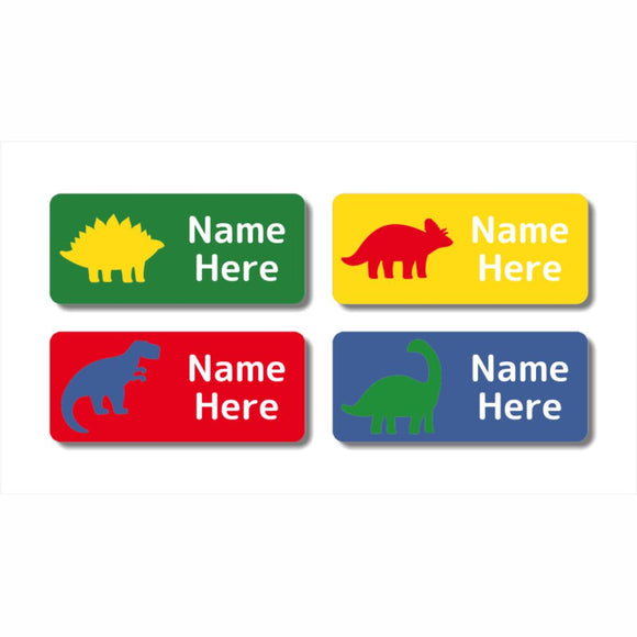 Dino Silhouette Rectangle Name Labels 32pk