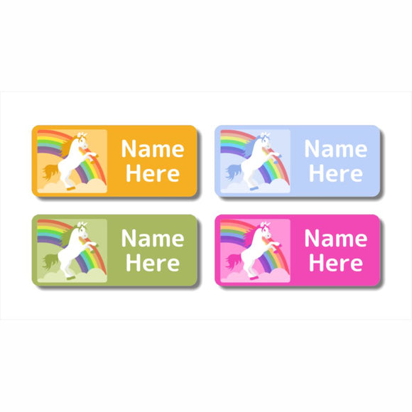Rainbow Unicorn Rectangle Name Labels 32pk