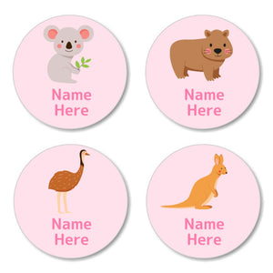 Aussie Animals Round Name Labels 30pk