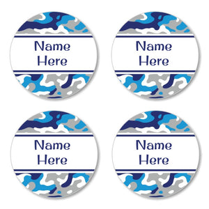 Camo Round Name Labels 30pk