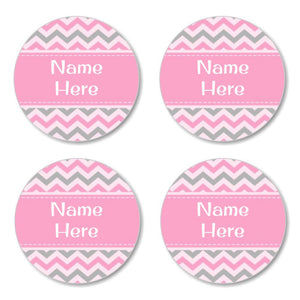 Chevron Round Name Labels 30pk