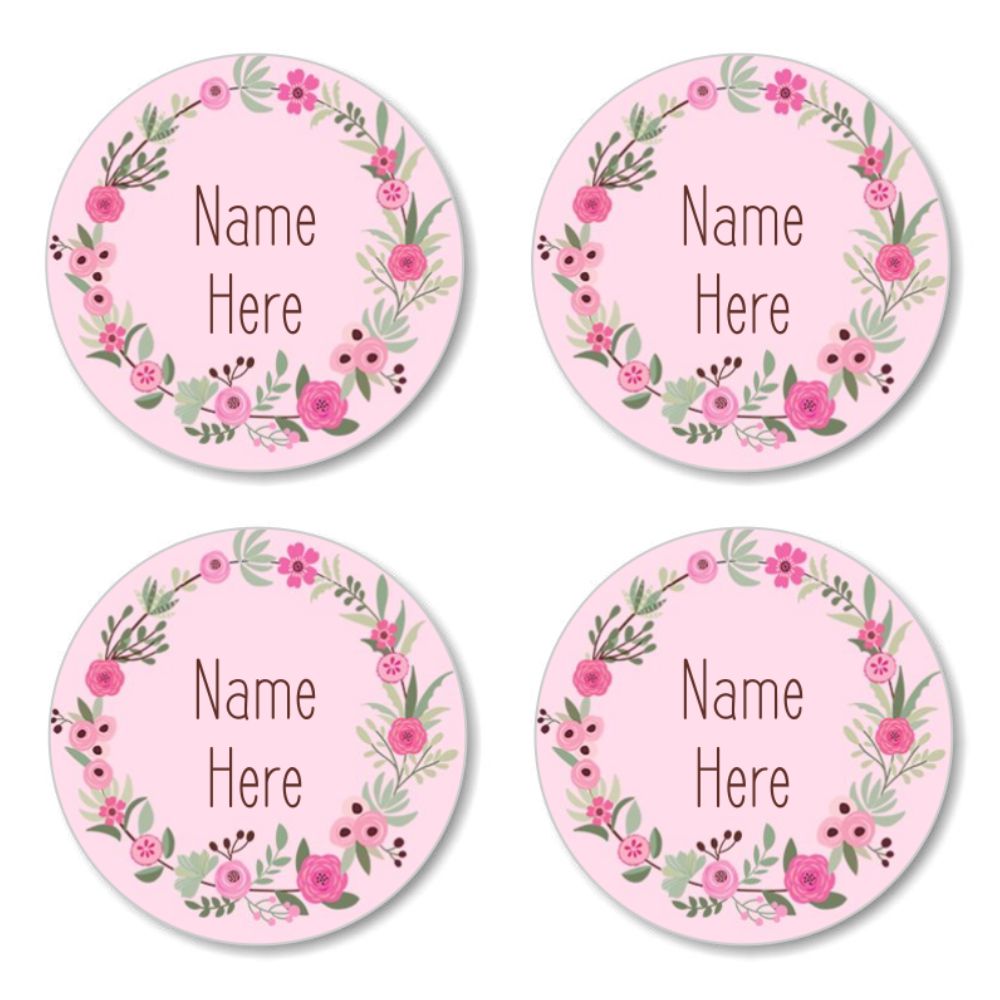 Flower Wreath Round Name Labels 30pk – Officeworks Photos