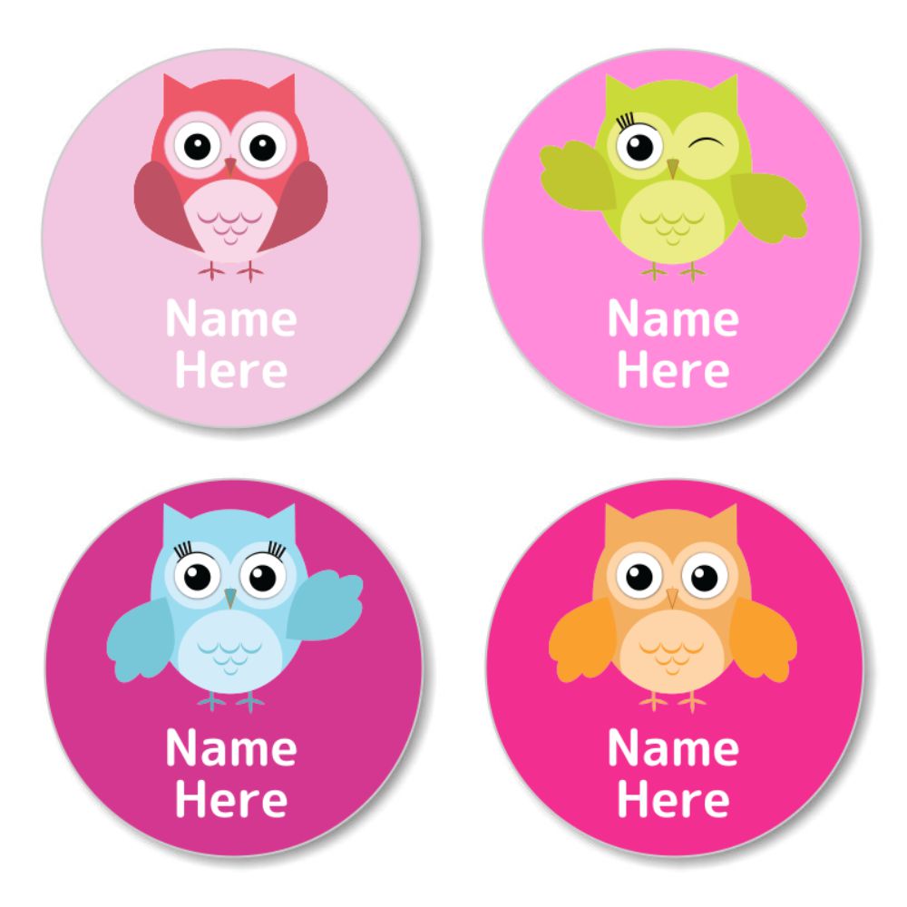 Owls Round Name Labels 30pk – Officeworks Photos