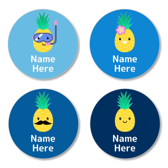 Pineapple Round Name Labels 30pk