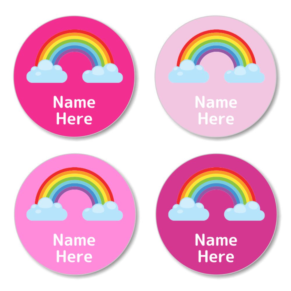 Rainbow Round Name Labels 30pk – Officeworks Photos for Free Printable Rainbow Name Tags