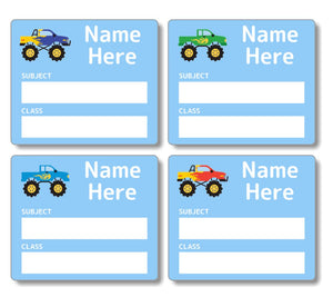 Monster Truck School Book Labels 16pk