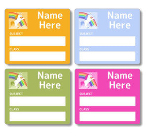 Rainbow Unicorn School Book Labels 16pk