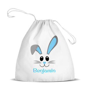 Blue Bunny Face Premium Drawstring Bag