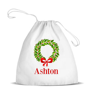 Christmas Wreath Premium Drawstring Bag