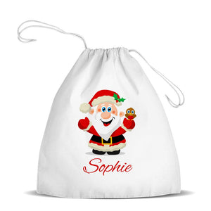 Jolly Santa Premium Drawstring Bag