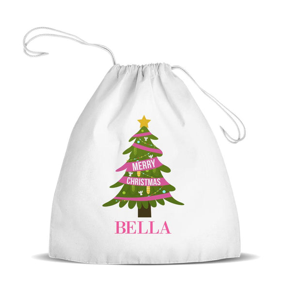 Pink Christmas Premium Drawstring Bag