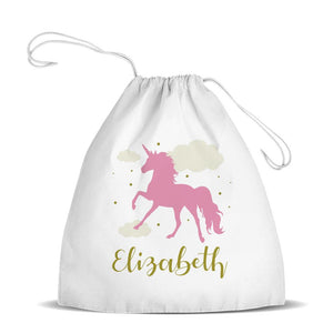 Pink Unicorn Premium Drawstring Bag