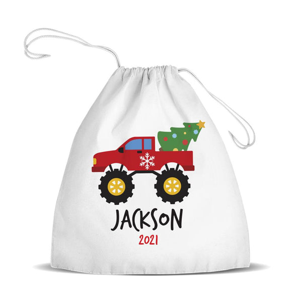 Red Monster Truck Premium Drawstring Bag