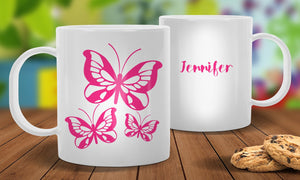 Butterflies White Plastic Mug