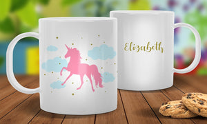 Pink Unicorn White Plastic Mug