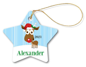 Blue Reindeer Star Decoration