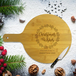 Christmas Wishes Round Bamboo Serving Board