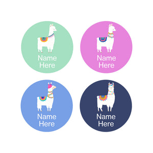 Llama Round Name Labels 30pk