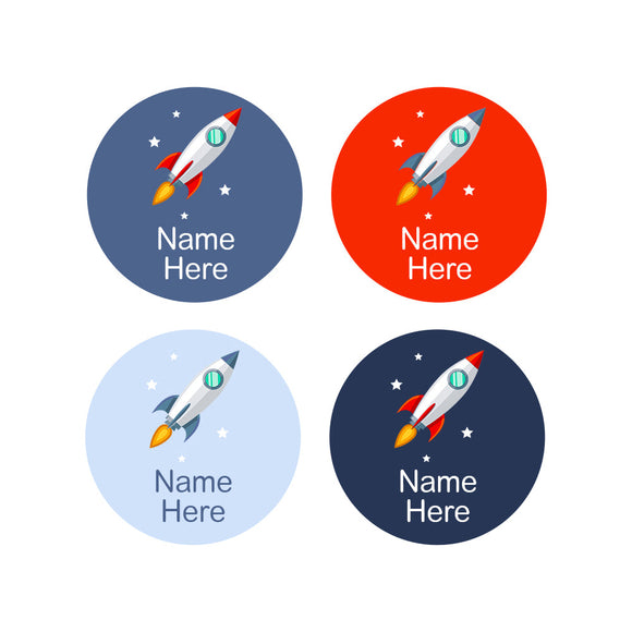 Rocket Round Name Labels 30pk