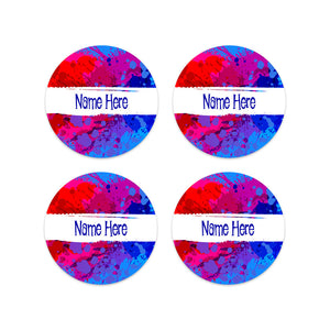 Splatter Round Name Labels 30pk